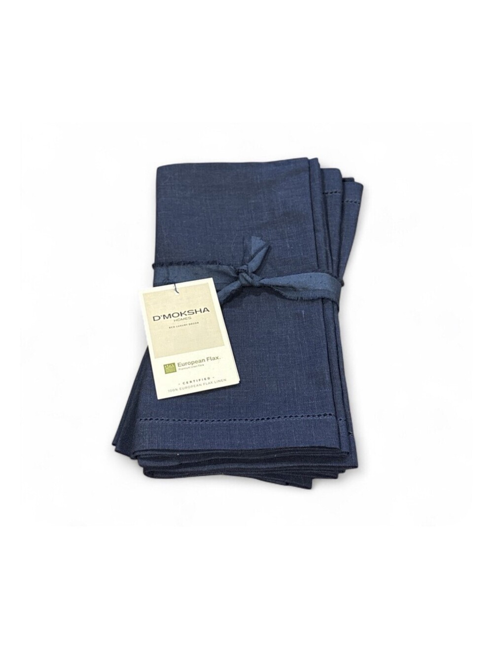 D'Moksha Navy Blue Linen Dinner Napkins Set of 4, 20 x 20 Inch NWT Luxury